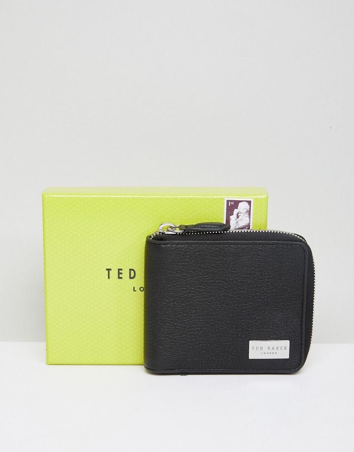 Ted Baker Current Zip Around Wallet In Leather - Black