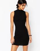Asos Sleeveless Chunky Rib Body-conscious Dress - Black