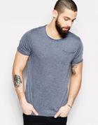 Brave Soul Plain Raw Edge T-shirt - Navy