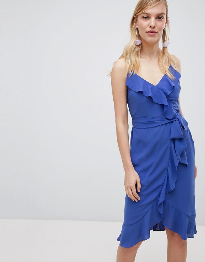 Oasis Cami Frill Front Wrap Midi Dress - Multi