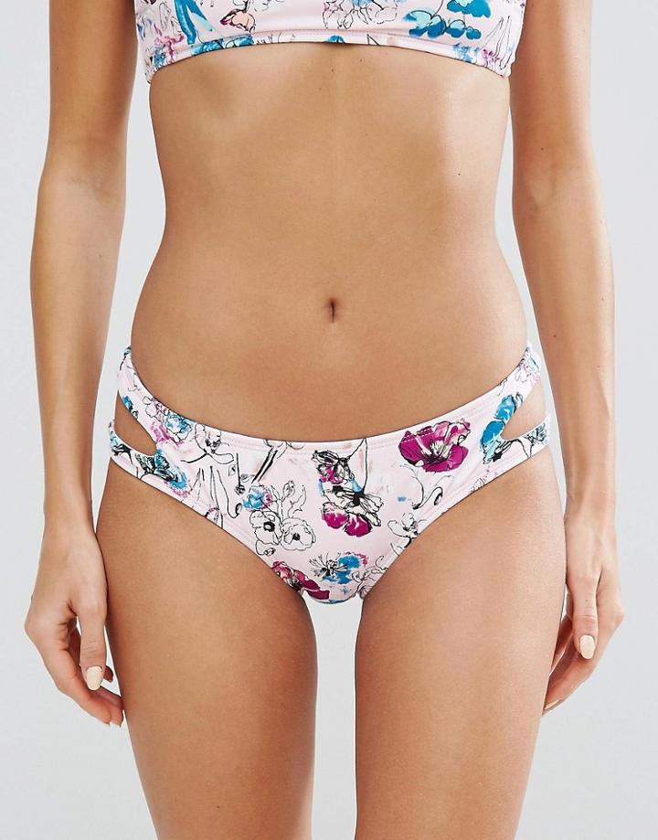 Bikini Lab Floral Cut Out Bikini Bottom - Multi