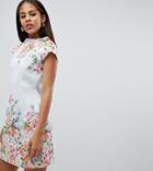 Asos Design Tall Placement Floral Shift Mini Dress-multi