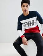 Only & Sons Nineties Color Block Sweat - Navy