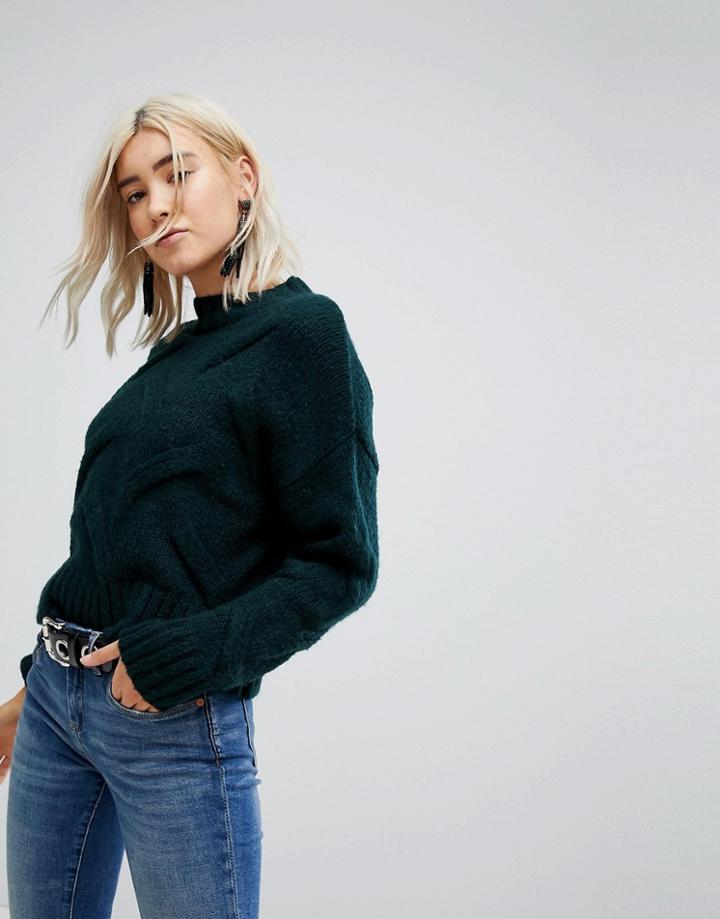 New Look Cable Knit Sweater - Green