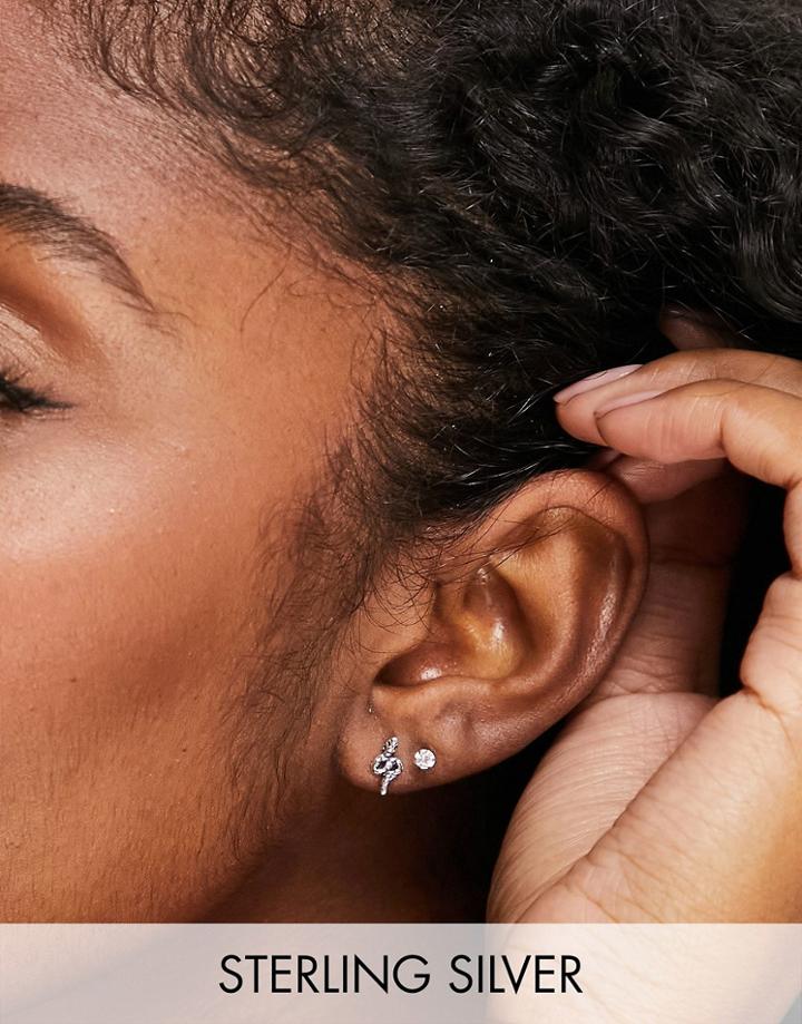 Kingsley Ryan Tiny Snake Stud Earrings In Sterling Silver