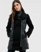 Fashion Union Padded Wool Coat-black