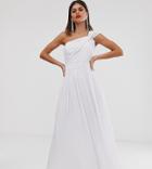 Tfnc One Shoulder Pleated Maxi Dress In White - White