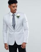 Asos Wedding Super Skinny Blazer In Ice Gray Cotton Sateen - Gray
