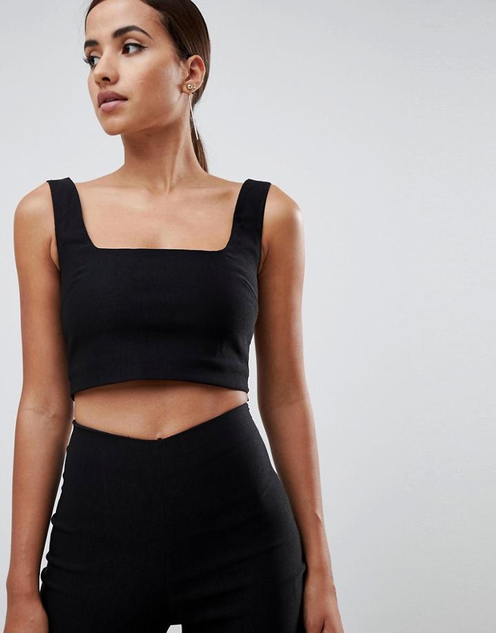 Vesper Square Neck Crop Top Two-piece In Black - Black