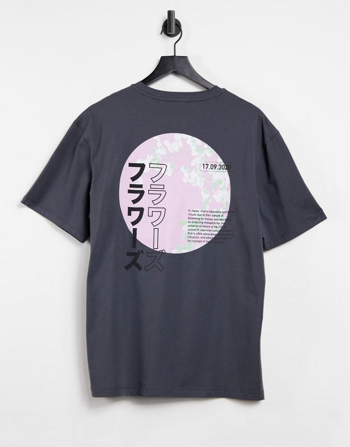 Only & Sons Oversized T-shirt With Back Print In Gray-grey