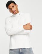Polo Ralph Lauren Icon Logo Mock Neck Long Sleeve Top In Cream-white