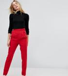 Asos Tall High Waist Tapered Pants - Red