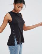 New Look Side Popper Top - Black