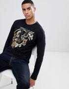 Versace Jeans Long Sleeve T-shirt With Logo - Black
