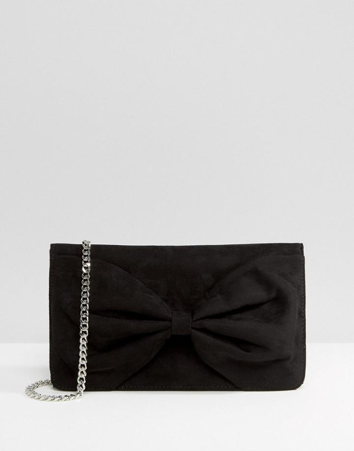 Miss Kg Twist Bow Clutch In Black Suedette - Black