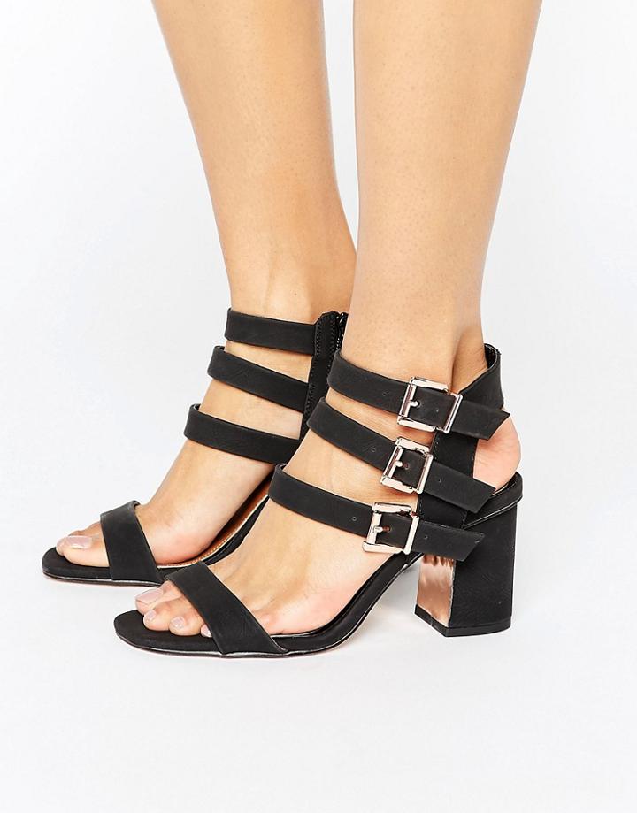 Miss Selfridge Buckle Detail Heeled Sandal - Black