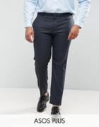 Asos Plus Wedding Skinny Suit Pant In Blue Micro Woven Texture - Blue