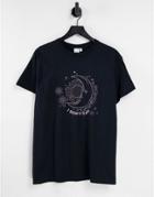Skinnydip Sun And Moon Oversized T-shirt In Black