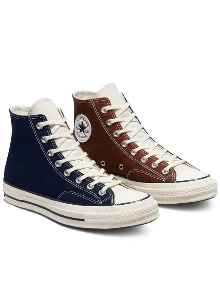 Converse Chuck 70 Hi Hybrid Texture Color Block Canvas Sneakers In Cedar Bark-brown
