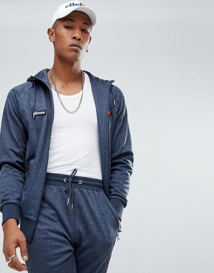 Ellesse Poly Tricot Track Zip Through Hoodie In Navy - Navy