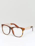 Jeepers Peepers Square Clear Lens Glasses - Brown