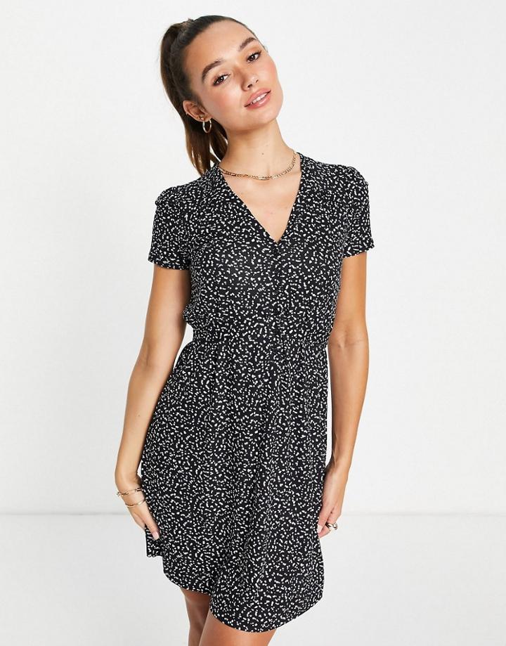 French Connection Meadow Jersey Printed Minidress In Black
