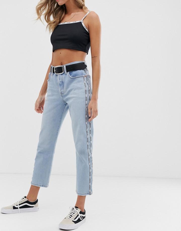 Levi's 501 Crop Jeans With Side Taping-blue