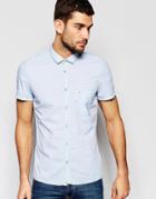 Boss Orange Shirt With Grid Check Slim Fit Short Sleeves In Blue - Blue