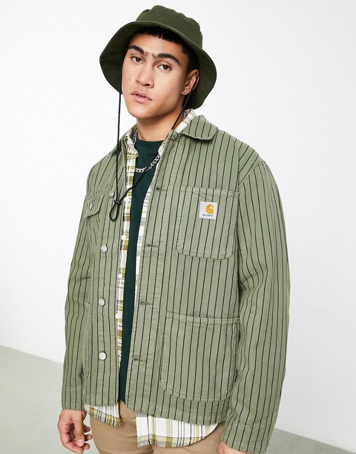 Carhartt Wip Trade Michigan Pinstripe Jacket In Green