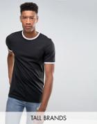 D-struct Tall Slim Fit Ringer T-shirt - Black
