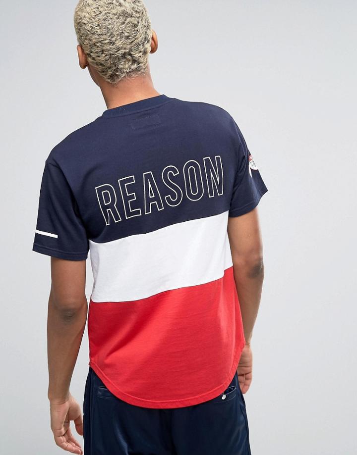 Reason Panel T-shirt With Logo Back Print - Blue