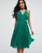 Asos Cami Pleated Dress - Green