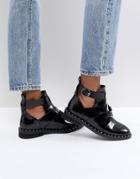 Asos Amelie Leather Cut Out Ring Boots - Black