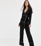 Fashion Union Tall Velvet Pants Coord In Allover Rhinestone-black