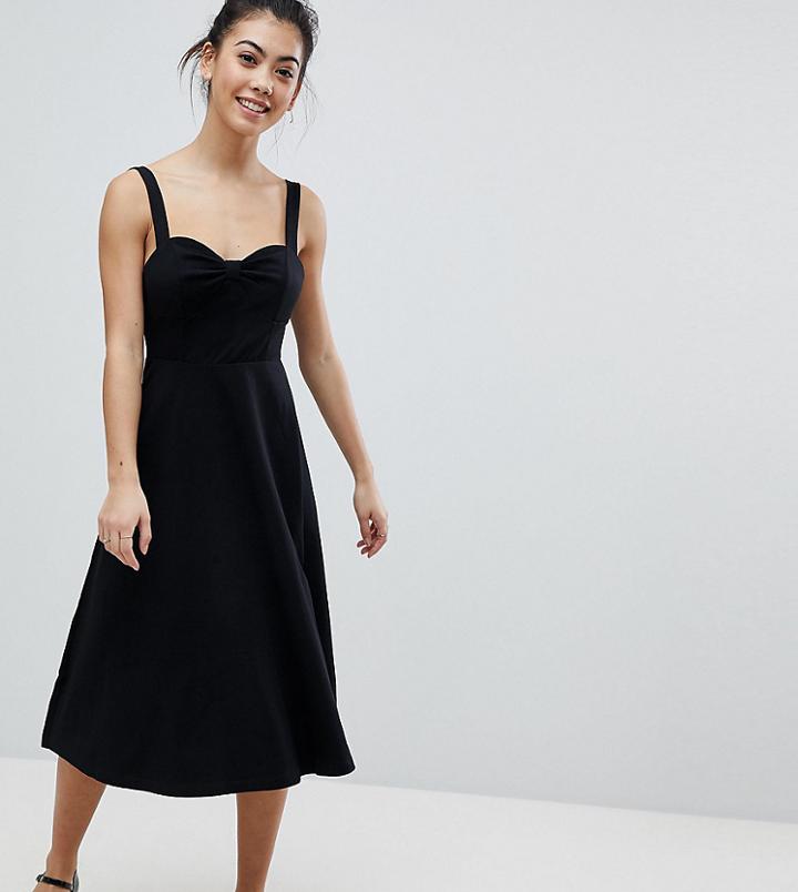 Asos Petite Mini Cotton Sundress With Cups - Black