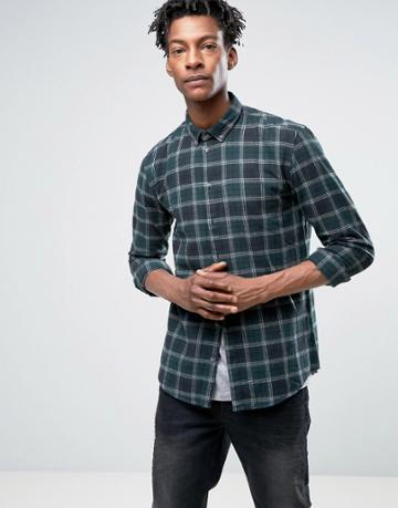 Minimum Tahi Slim Check Shirt Buttondown Brushed Cotton - Green