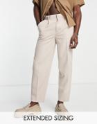 Asos Design Smart Oversized Tapered Pants In Stone-neutral