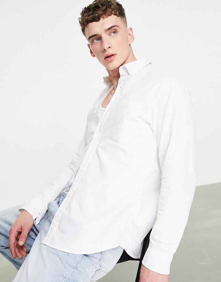 Pull & Bear Smart Oxford Shirt In White