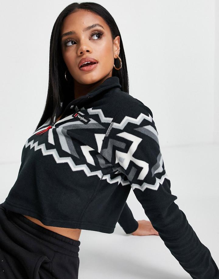 Berghaus Prism Aztec 1/2 Zip Cropped Fleece In Black