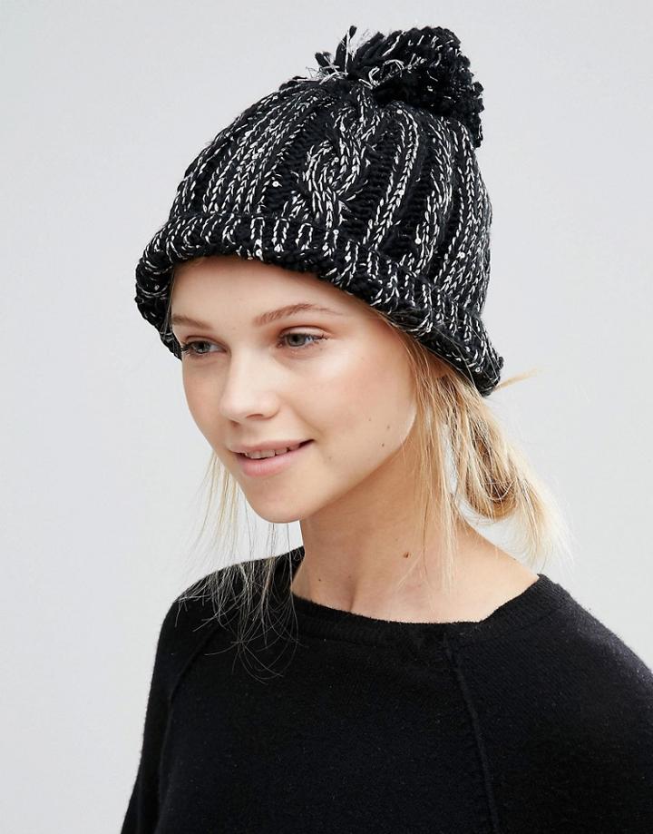 Alice Hannah Sparkle Cable Beanie - Black