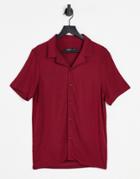 Bolongaro Trevor Slim Fit Camp Collar Short Sleeve Shirt-red