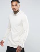 Asos Muscle Fit Longline Hoodie In Off White - Beige