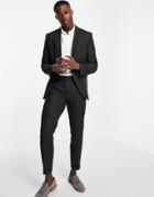 Jack & Jones Premium Suit Jacket In Slim Fit Wool Herringbone Gray-grey