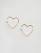 Asos Open Heart Pearl Stud Earrings - Gold