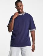 Gant Contrast Tipping Pique T-shirt In Navy