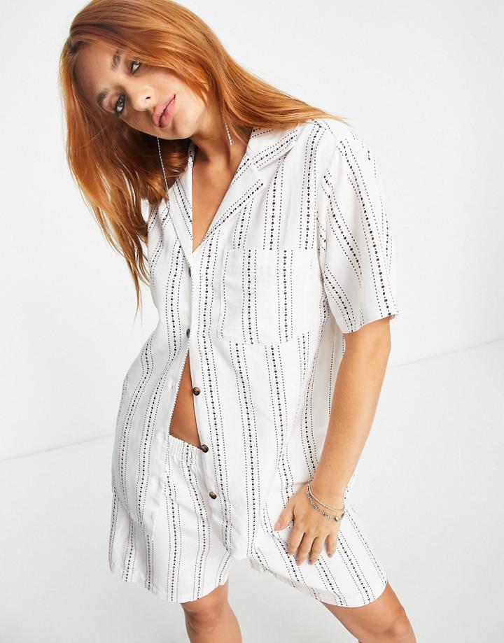 Envii Short Sleeve Shirt In Ditsy Floral Spot - Part Of A Set-neutral