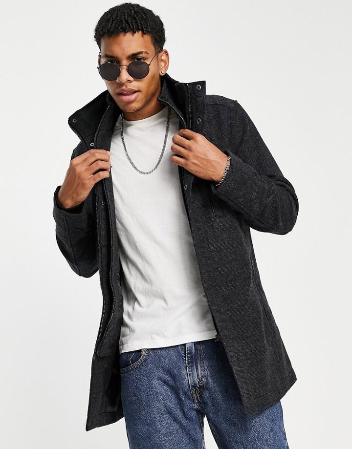 River Island Car Coat In Gray-grey