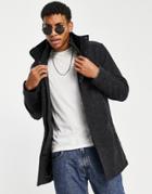 River Island Car Coat In Gray-grey