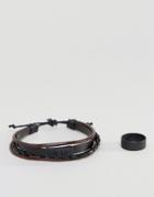 Asos Bracelet And Ring Pack In Black - Black