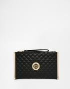 Love Moschino Quilted Clutch With Wristlet Strap In Black - 000 Black